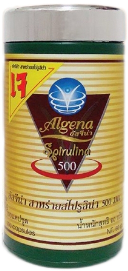 ALGENA Spirulina 500 mg. อัลจีน่า สาหร่ายสไปรูลิน่า 300cap
